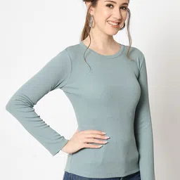 CHARMGAL Round Neck Long Sleeves Liva Top image 3