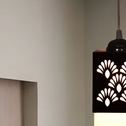 Gojeeva Black Wood Square Shaped Wall Lamp image 2