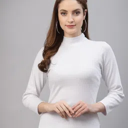 Friskers White & Yellow Pack of 2 Solid Turtle Neck Fitted Top image 2