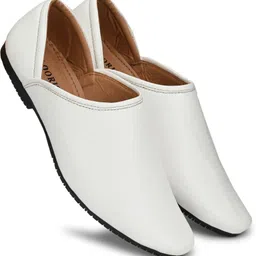 flooristo Partywear white ethnic mojaris/formal shoes for men Mojaris For Men-picture-23