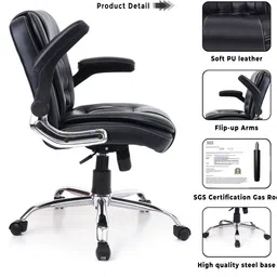 seatfit FlexiArm Mid Back Ergonomic | Home & Office | Leatherette Office Executive Chair image 3