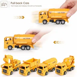 shopoflux Unbreakable Excavator, Mixture, Dumper & Tank Construction Engineering Toy Vehicle for Children (Pack of 4) image 5