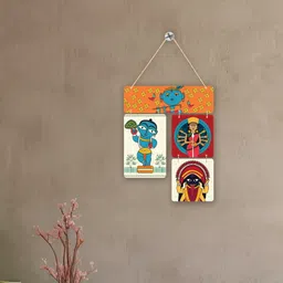 decronics Handcrafted Indian Folk Art With Krishna Theme Wall Hanging Home Decoration Item image 1