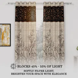 story@home 215 cm (7 ft) Polyester Semi Transparent Door Curtain (Pack Of 2) image 4