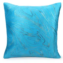 mfd home furnishing Blue Velvet Traditional 16x16 inches Cushion Covers (Pack of 2) image 4