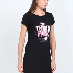 Fleximaa Women Black Typography Printed Longline Top image 5