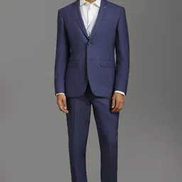 louis philippe Men Men Navy Slim Fit Print Formal Three Piece Suit Printed Suit-picture-15