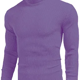freaks Men Self Design High Neck Purple Sweater image 3