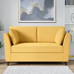 woodsworth from pepperfry Miranda Chenille Fabric 2 Seater Sofa In Camel Yellow Colour-picture-31