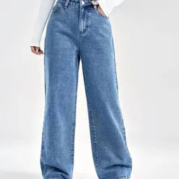Women Boyfriend High Rise Light Blue Jeans-image-13