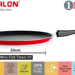 nirlon Mini (Tawa, Fry Pan, Kadhai), Red Non-Stick Coated Cookware Set image 2