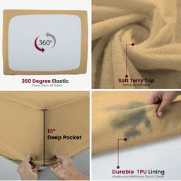 releife King Size Fitted Terry Cotton Waterproof, Breathable, Stretchable Mattress Cover image 2