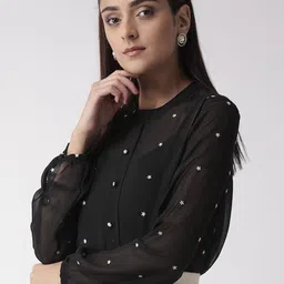 BAESD Embellished Puff Sleeve Sheer Top image 3