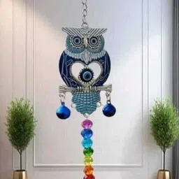 casadecors Owl hanging With Crystal Evil Eye Hanging For Postive Energy. Plastic Windchime-picture-28