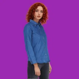 houseofcommon Women Regular Fit Solid Button Down Collar Casual Shirt image 3