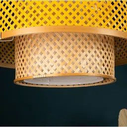 decomia Orbit Hanging Lampshades Pendant bamboo Home Decor Lampshade(D45XH25 CM)(Yellow) Hanging Lights (Pendant Lights) Lamp Shade image 4