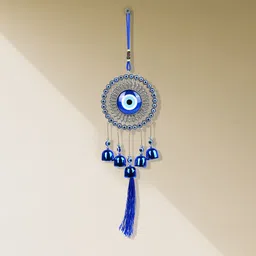 alphabettm 5 Bell EviL Eye WindChime For Home - CLASSIC Design Hanging Ornament For Balcony Decorative Showpiece - 35 cm image 1