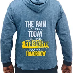 m2hit Men Full Sleeve Solid Hooded Sweatshirt image 2