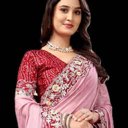 avirat designer studio Embroidered Kanjivaram Georgette Saree-picture-27