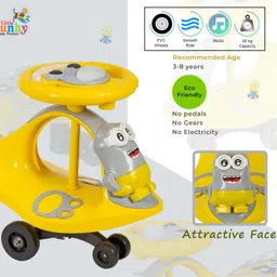 little funky Minion Baby Swing Car With Musical Steering & 360 Degree Rotation Wheels Car Non Battery Operated Ride On image 2
