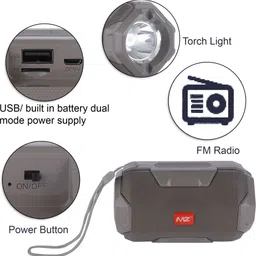 MZ 206 (BLUETOOTH PORTABLE SPEAKER) Dynamic Thunder Sound & High Bass,Buit-In torch 10 W Bluetooth Speaker image 4