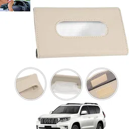 Universal Leatherite Rectangle Beige Tissue Box For Car/office/Home-174 Vehicle Tissue Dispenser-image-2