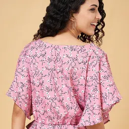 YU by Pantaloons Floral Printed Flutter Sleeves Peplum Top image 4