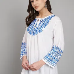 SAAKAA Print Tie-Up Neck Bell Sleeve Top image 4