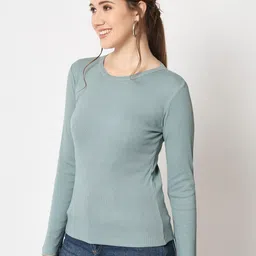 CHARMGAL Round Neck Long Sleeves Liva Top image 4