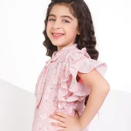 Peppermint Floral Print Flutter Sleeve Chambray Top image 2