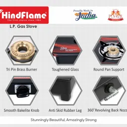 hindflame 3 Burner Crown Digital Toughened Glass Manual Gas Stove image 5