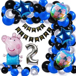 giftzadda Solid 2nd Birthday Peppa Pig Theme Foil Balloon Combo Party Decoration for Kids Balloon Bouquet-picture-15