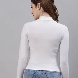 Friskers Pack Of 2 Women White Solid High Neck Fitted Tops image 2