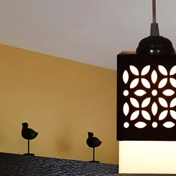 Gojeeva Black Wood Square Shaped Wall Lamp image 4