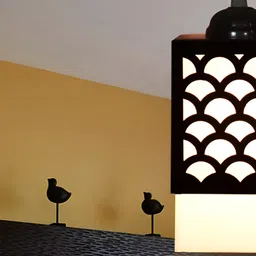 Gojeeva Black Wood Square Shaped Wall Lamp image 5