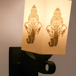 Gojeeva White & Black Printed Acrylic Traditional Rectangle Shaped Wall Lamp image 2