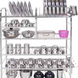 logenta Utensil Kitchen Rack Stainless Steel Wall Mount Kitchen Racks | Kitchen Organizer Items (36X30 Inch) Steel image 1