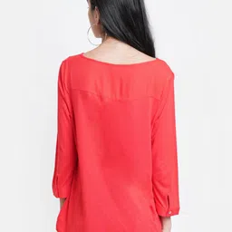 WESTCLO Red Keyhole Neck Regular Top image 2