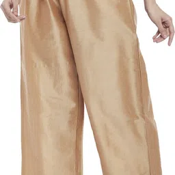 rangmanch by pantaloons Women Regular Fit Gold Silk Blend Trousers image 3
