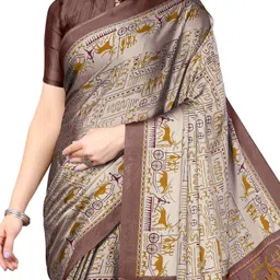 mirchi fashion Printed, Animal Print Daily Wear Chiffon, Georgette Saree image 4