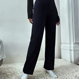 kotty Women Regular Fit Dark Blue Viscose Rayon Trousers image 2