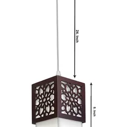 Areezo Brown & White 2 Pieces Square Textured Wooden Ceiling Lamp image 4