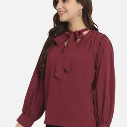 BAESD Tie-Up Neck Puff Sleeves Gathered Detailed Top image 4