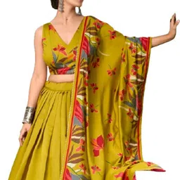 vibeforcehub Floral Print Semi Stitched Lehenga Choli image 3
