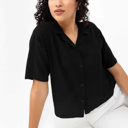 trustrow Women Relaxed Fit Fit Solid Lapel Collar Casual Shirt-picture-33
