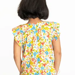 Campana Floral Printed Flutter Sleeve Top image 2