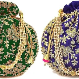 sf beauty Women Blue, Green Potli-picture-27