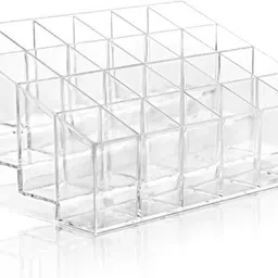 24-Slot Clear Acrylic Trapezoid Makeup Lipstick Display Stand Storage Rack Holder Cosmetic Organizer Organizer Vanity Box-image-11