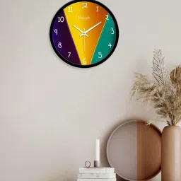 Decorative Plastic Wall Clock In Yellow By VibeCrafts image 2