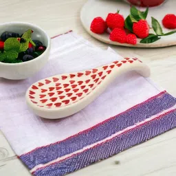 rafoleen Ceramic Spoon Rest Large Red Heart Print Pack of 1 Disposable Ceramic Serving Spoon-picture-10